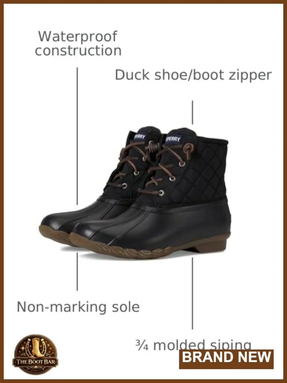 Duck Boot Ankle Boot Waterproof Zip Non-Marking Rubber Sole